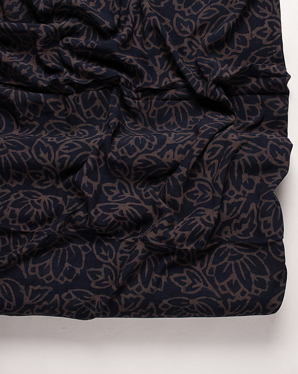 Indigo Hand Block Moss Crepe Fabric